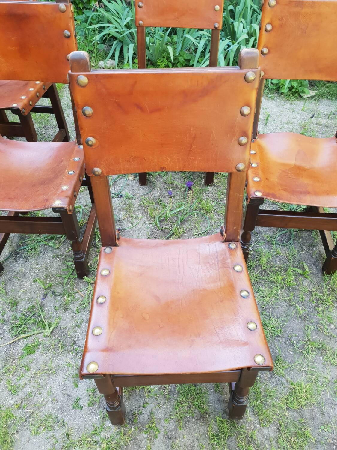Series of 6 leather chairs 1970