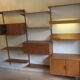 Modular 3-compartment teak wall shelving system with desk and lighting by Kai Kristiansen for FM, Denmark, 1960s