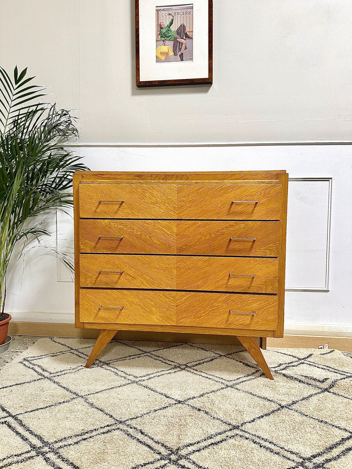 Vintage chest of drawers compass feet