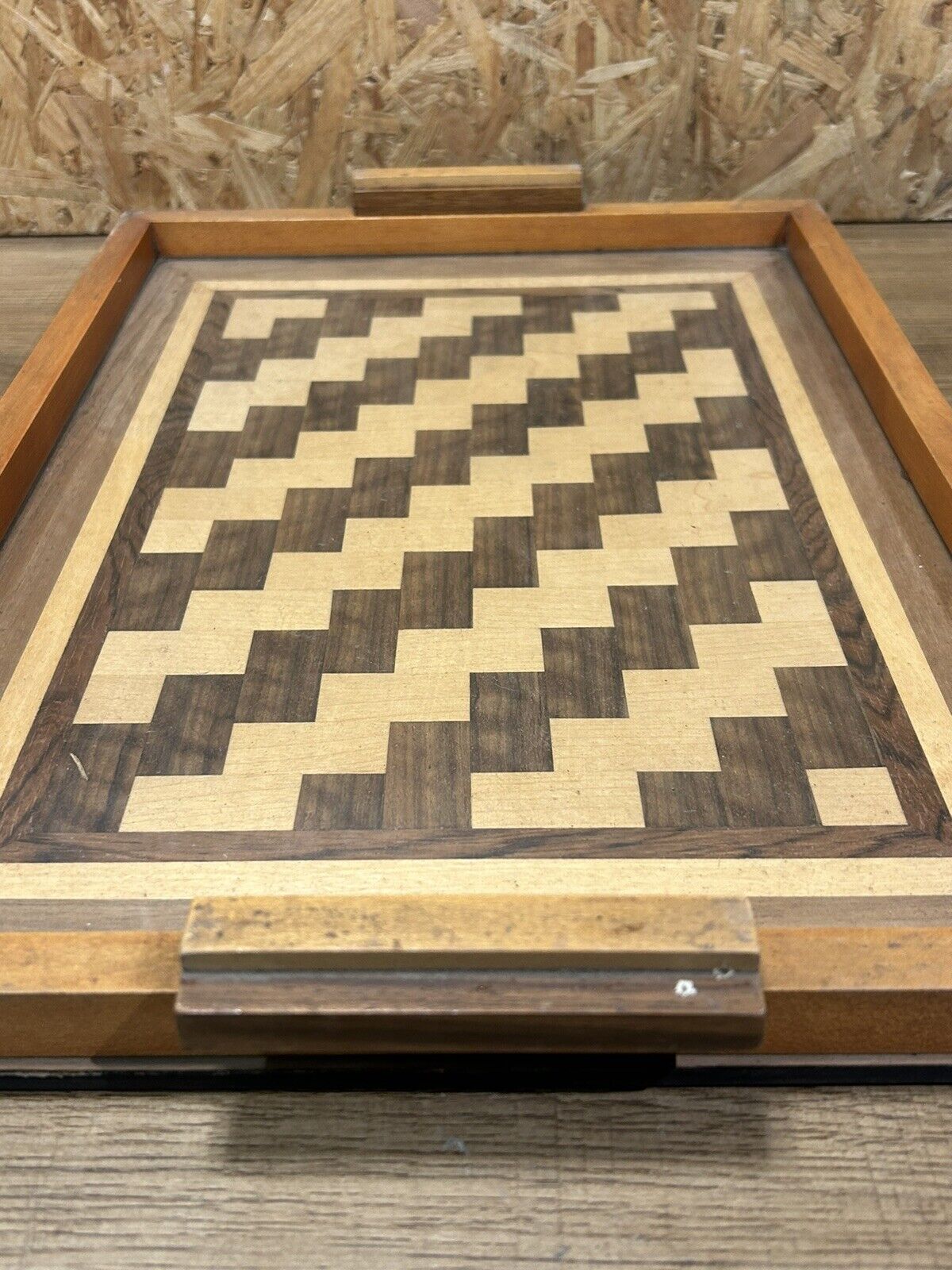 Wooden tray art deco marquetry