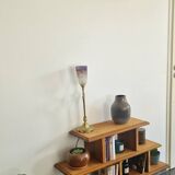 Low solid oak shelf, brutalist style, 60s