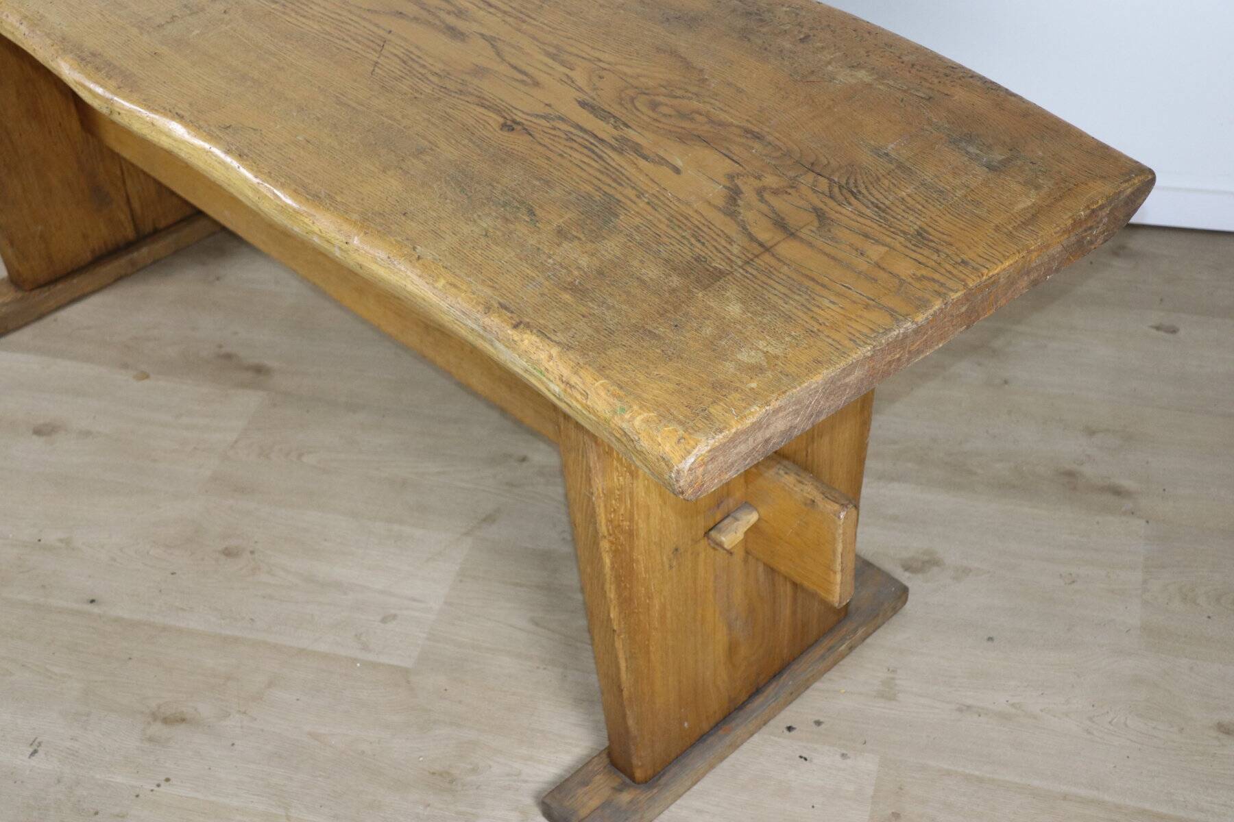 Brutalist solid wood dining table - 1950s/60s