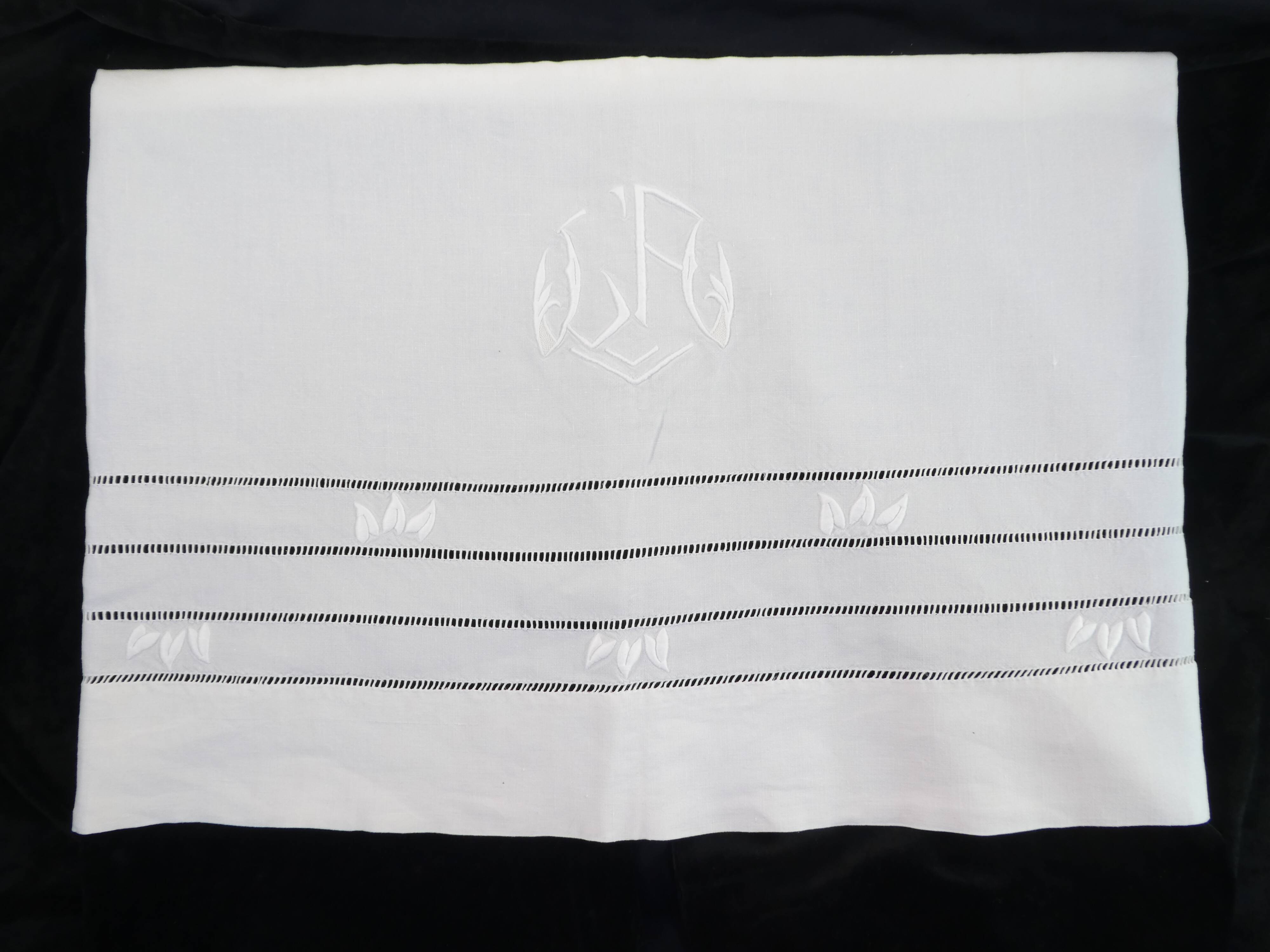 Old Linen Sheet monogram LA