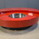 Table basse tournante vintage en laque rouge par Willy Rizzo, années 1970.