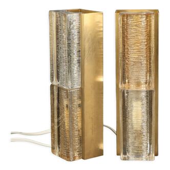 Pair of Vitrika wall lamps in glass and brass