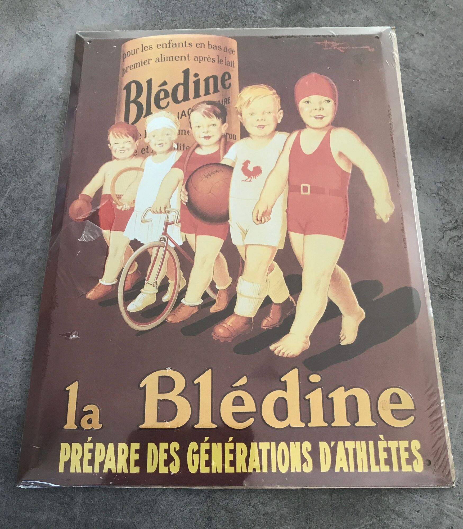 Poster metal advertising plate la blédine - henry le monnier - 40x30 cm