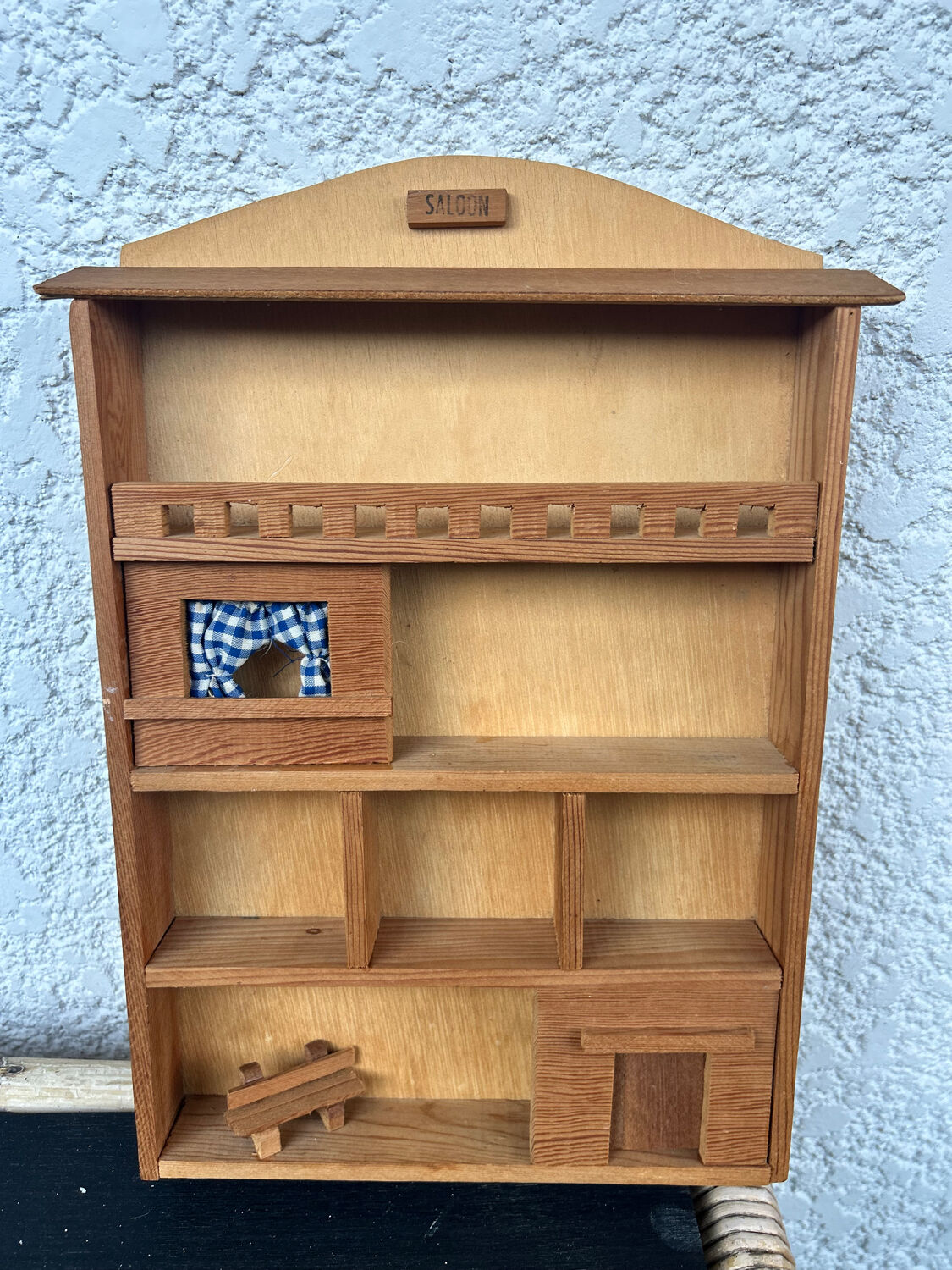 Wooden house shelf