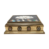 Game box in marble marquetry and hard stones, late nineteenth