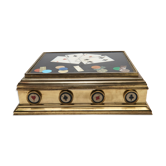 Game box in marble marquetry and hard stones, late nineteenth