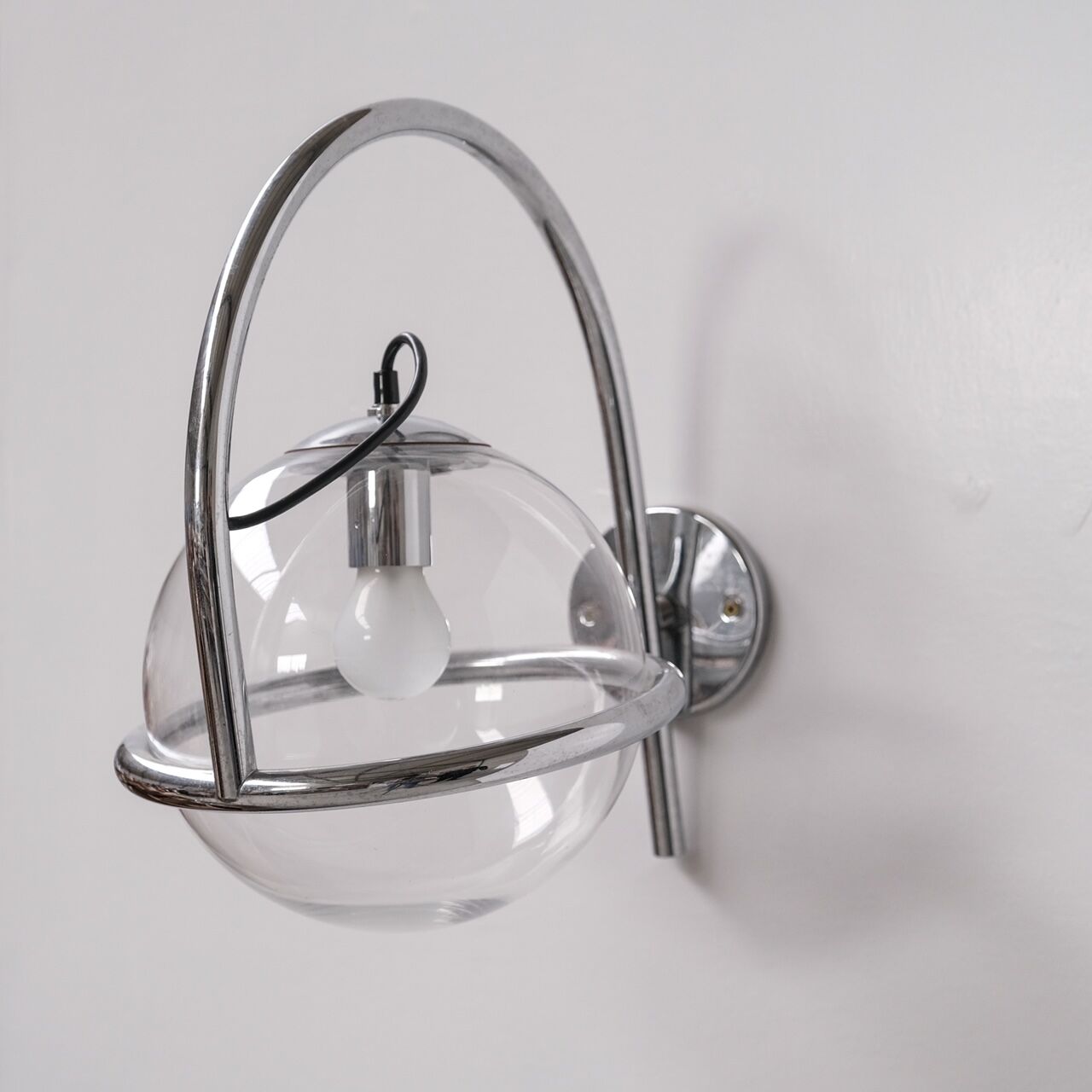 Chrome and clear glass mid-century kinkeldey wall light
