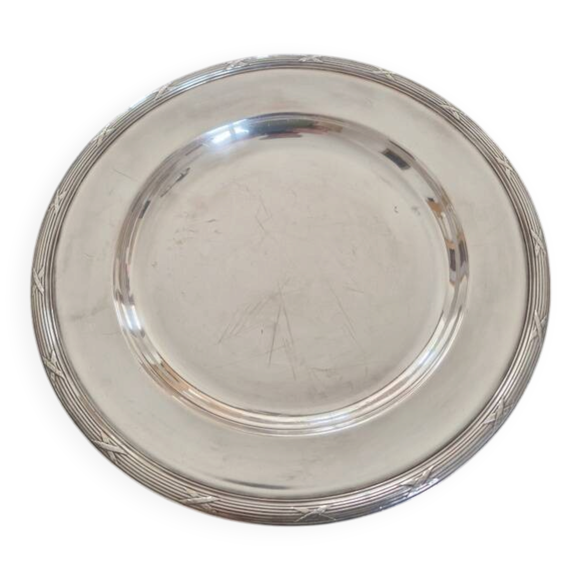 Christofle - Round service plate model Crossed Ribbons - in silver-plated metal