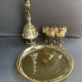 Amber crystal enamel and gilded liquor service
