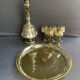 Amber crystal enamel and gilded liquor service