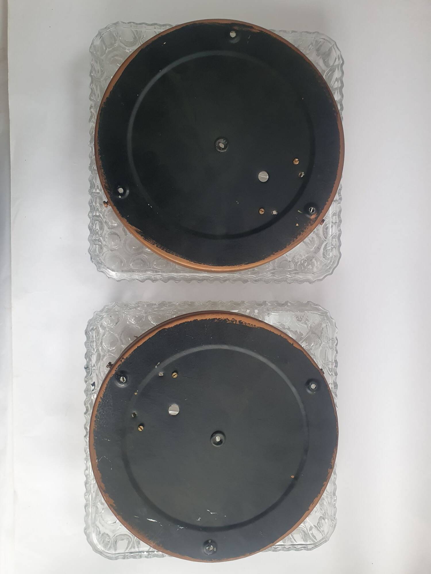 Pair of vintage 70s ceiling or wall lights