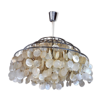 Lustre en nacre, 4 niveaux, 1980, France