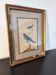 Tableau doré oiseaux bleus ancien encadré, galerie Paris