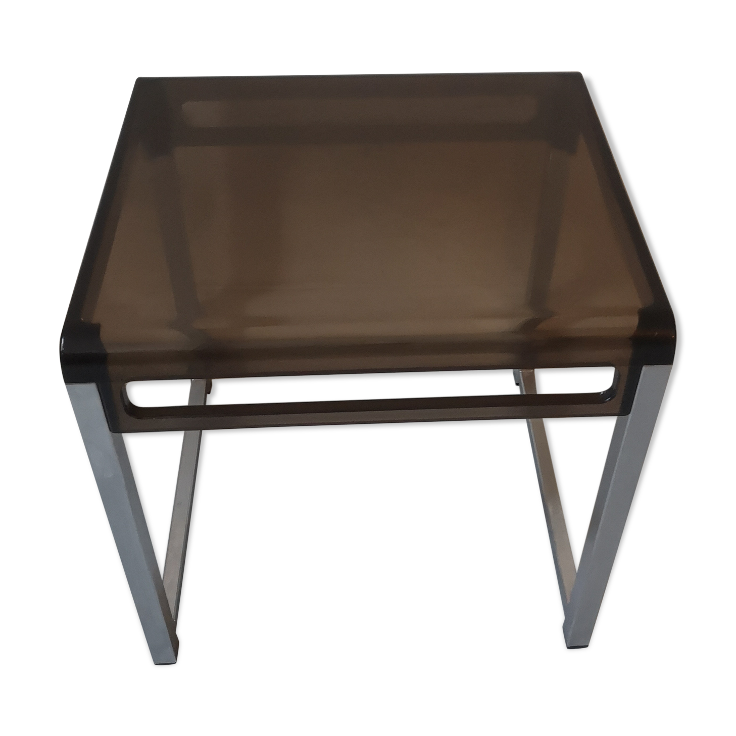 side table design plexi and metal Prisunic, 1970