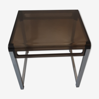 side table design plexi and metal Prisunic, 1970