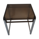 Table d'appoint  design plexi et metal prisunic, 1970