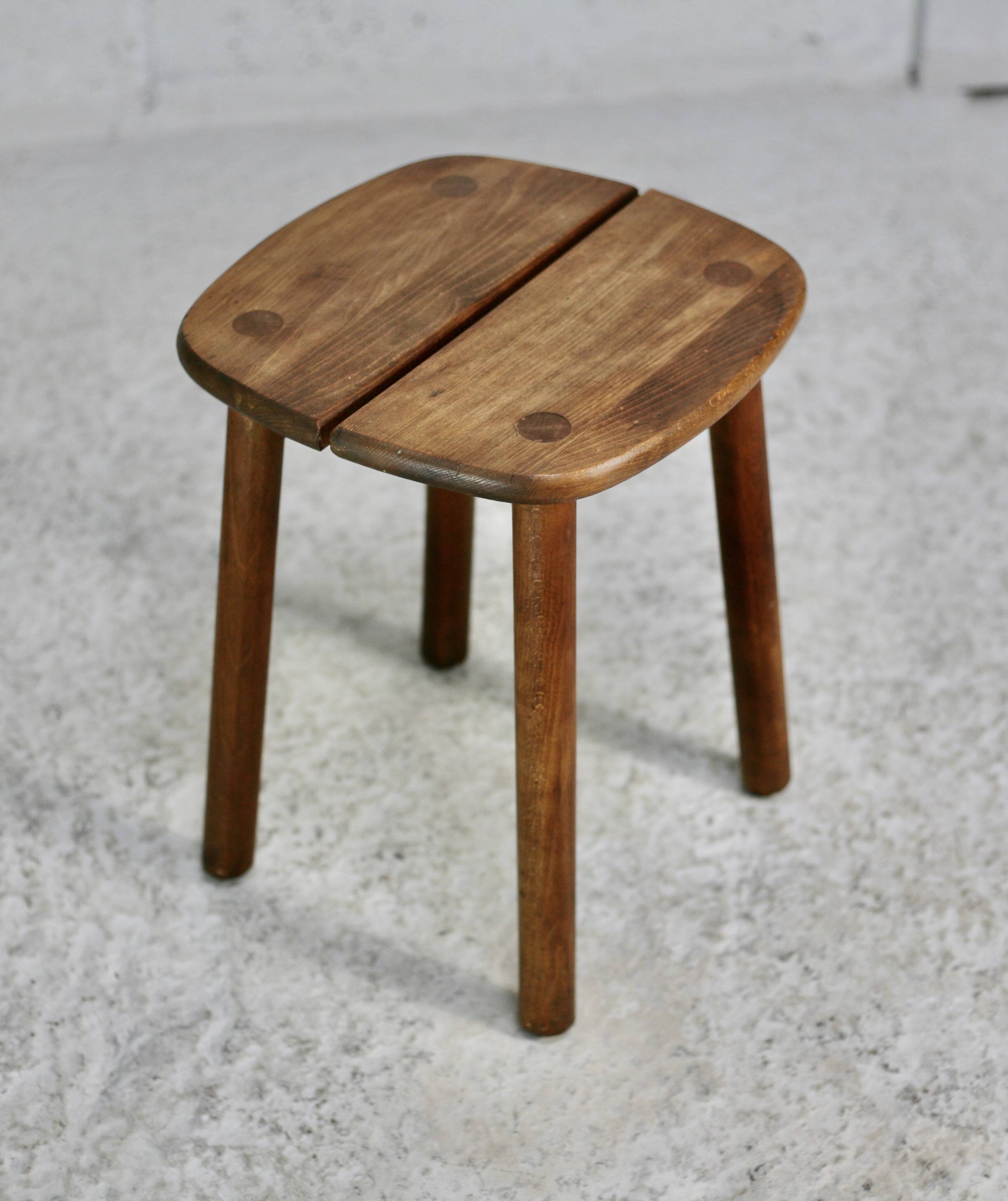 Pierre Gautier Delaye attribution. wooden stool, France, circa 1960