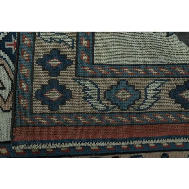 1970s Vintage Turkish Handmade Wool & Cotton Beige Runner Rug 84x402