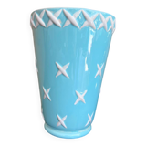 St Clément turquoise and white ceramic Art Deco vase