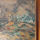 Tableau impressionniste style matiériste - huile sur toile signée HAMSELL - parfait état + 4 CD