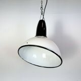 Industrial Soviet White Enamel Pendant Lamp, 1960s