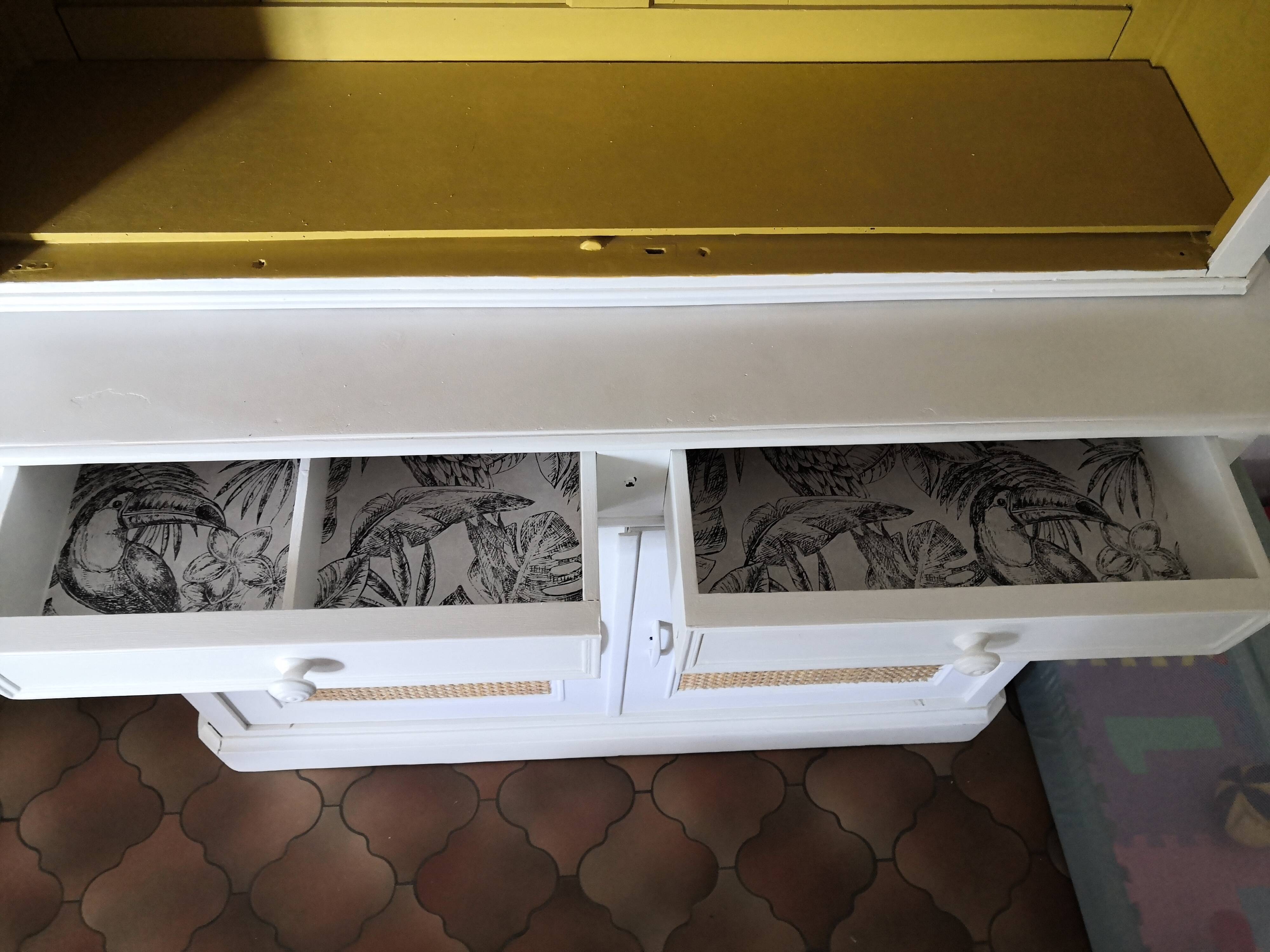 Vintage buffet cupboard restyled cannage