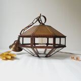 Art Deco glass and brass pendant lamp