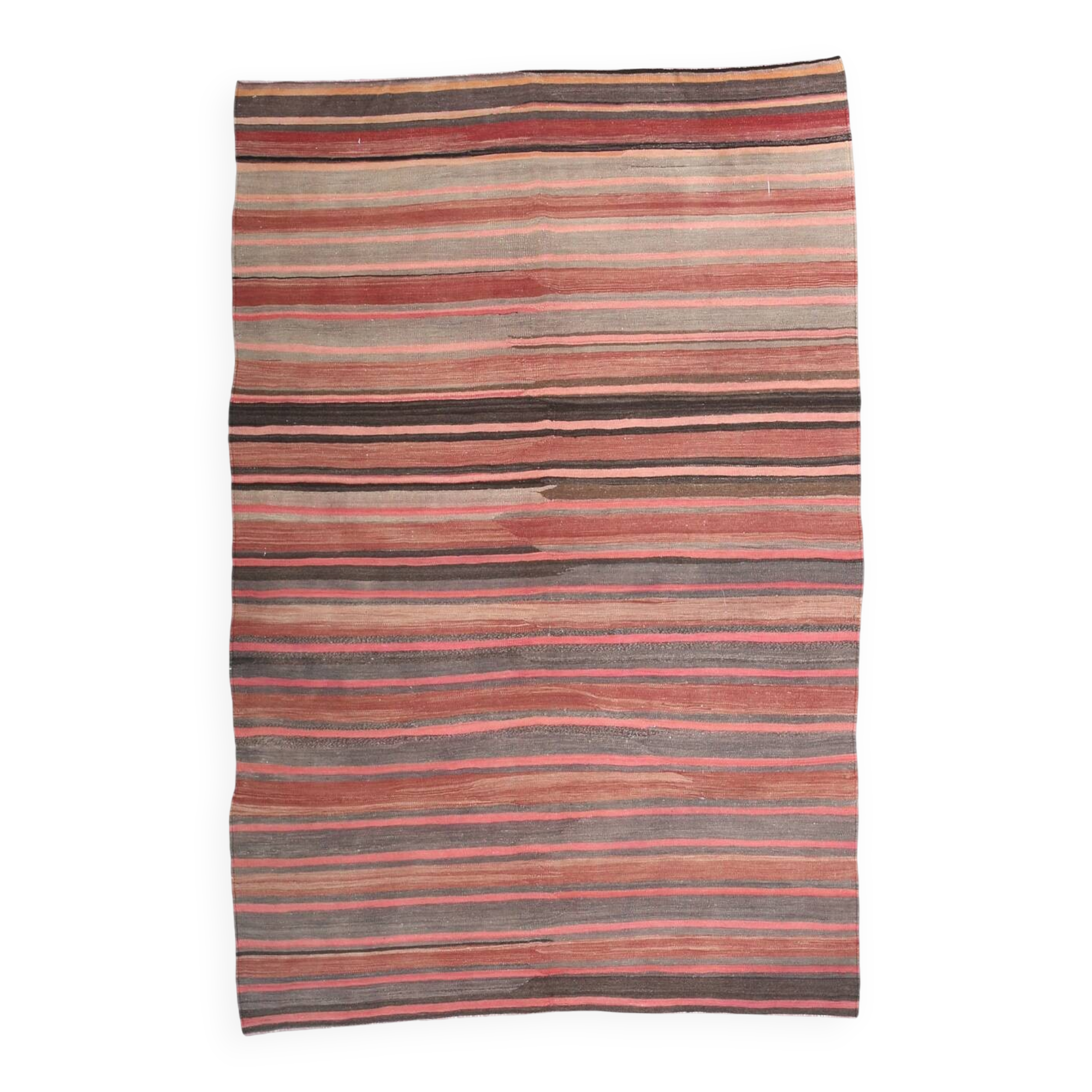5x8 Pink & Brown Striped Style Kilim Rug, 167x254Cm