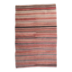 5x8 Pink & Brown Striped Style Kilim Rug, 167x254Cm