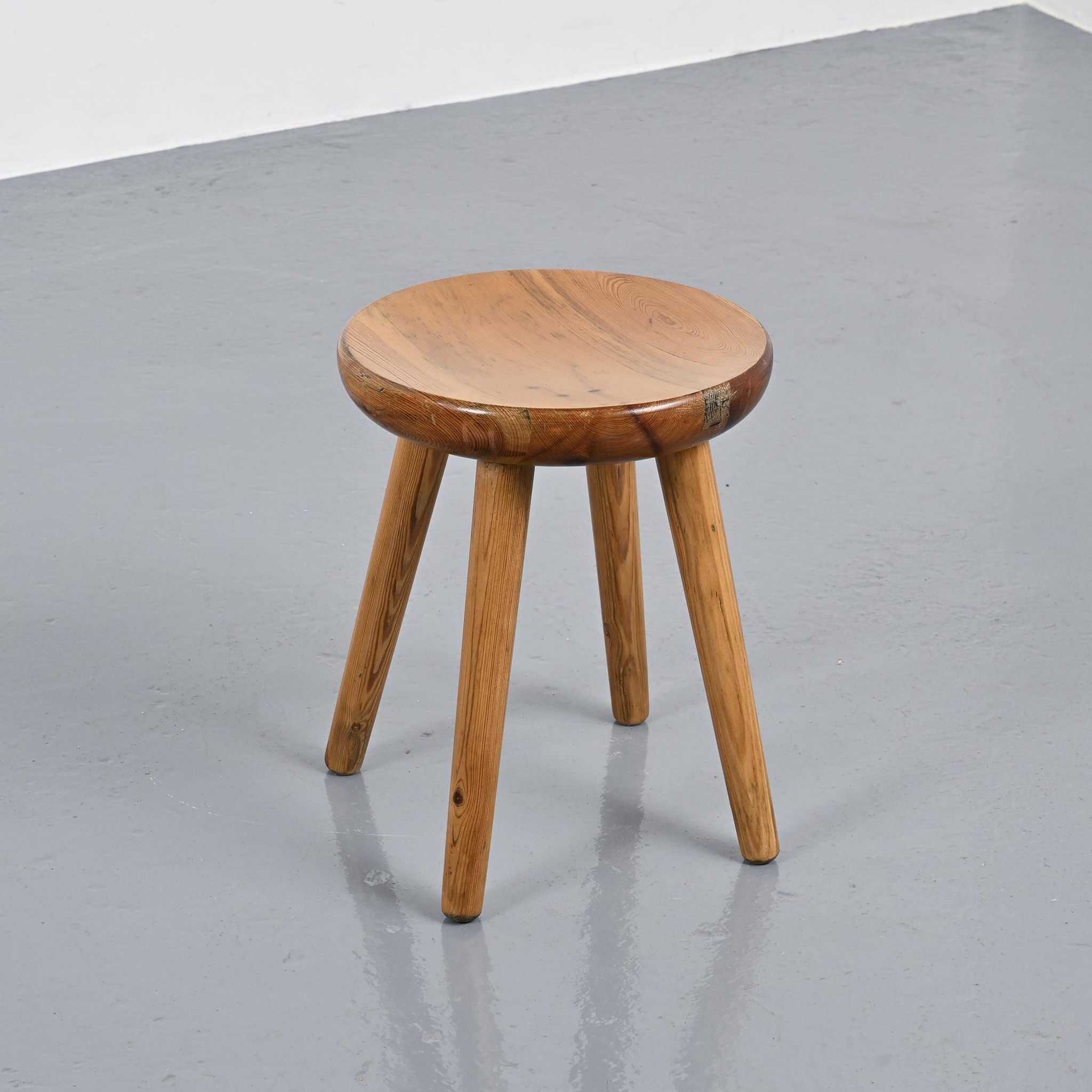 Pine stool by René Martin, France, circa 1965