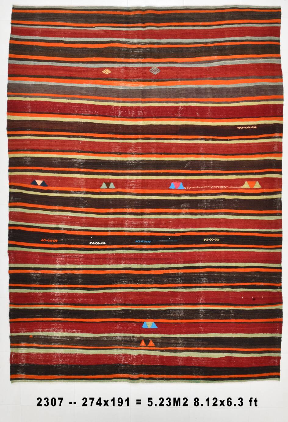 6x9 Red Brown Mid Century Modern Vintage Rug, 191x274Cm