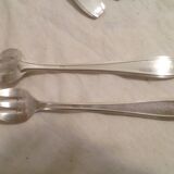 Set of 9 art deco silver oyster forks