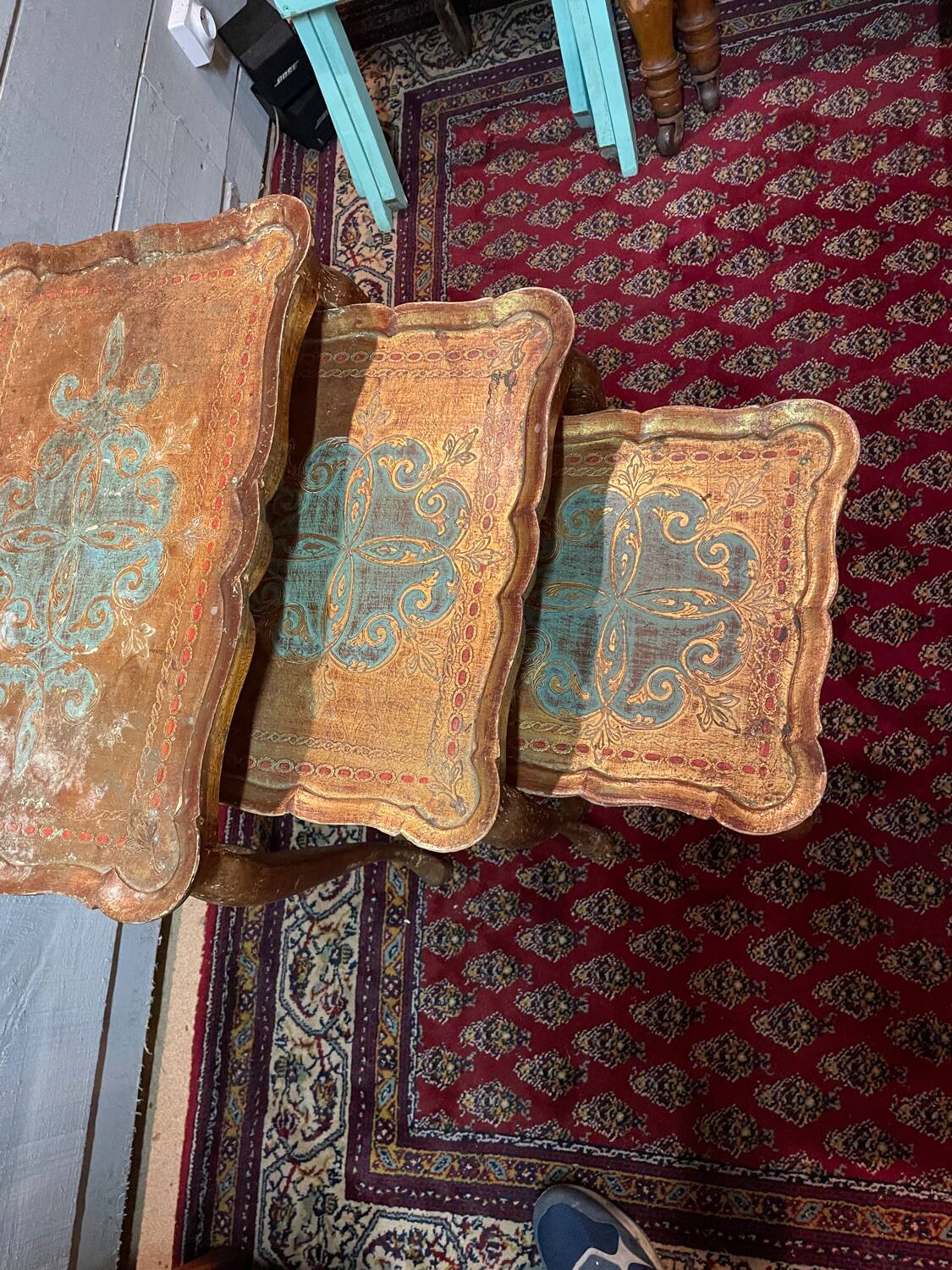 Vintage Italian gilded wood nesting coffee table