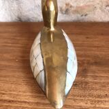 Brass duck and mother-of-pearl 70s