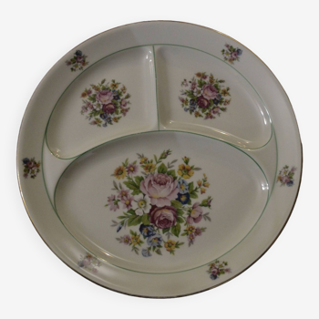 Limoges porcelain compartmented round dish