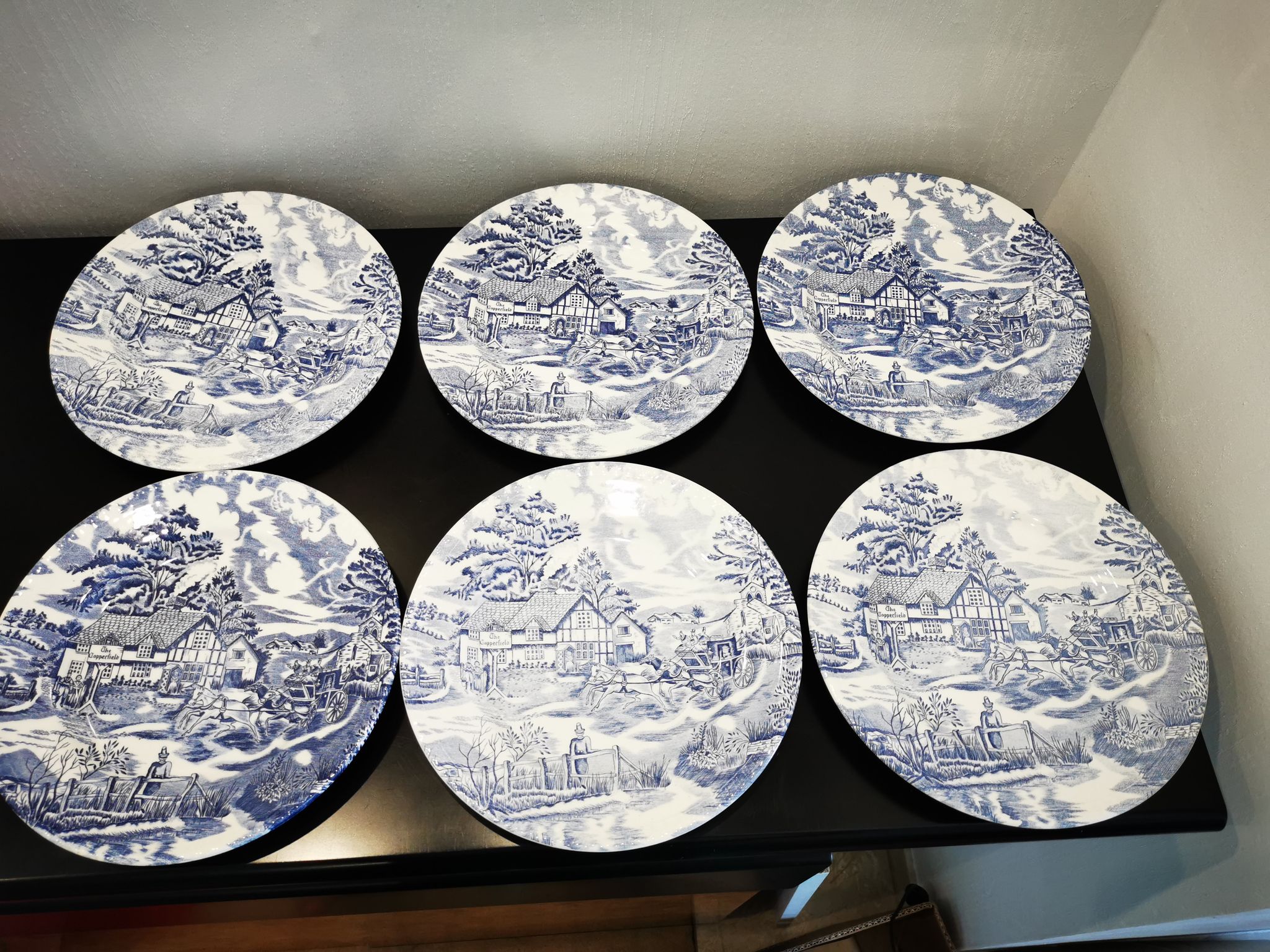 Set of 6 old talking flat plates Lunéville