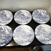 Set of 6 old talking flat plates Lunéville
