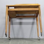 Mid Century Walnut Serving Cart, Czechoslovakia, 1970s