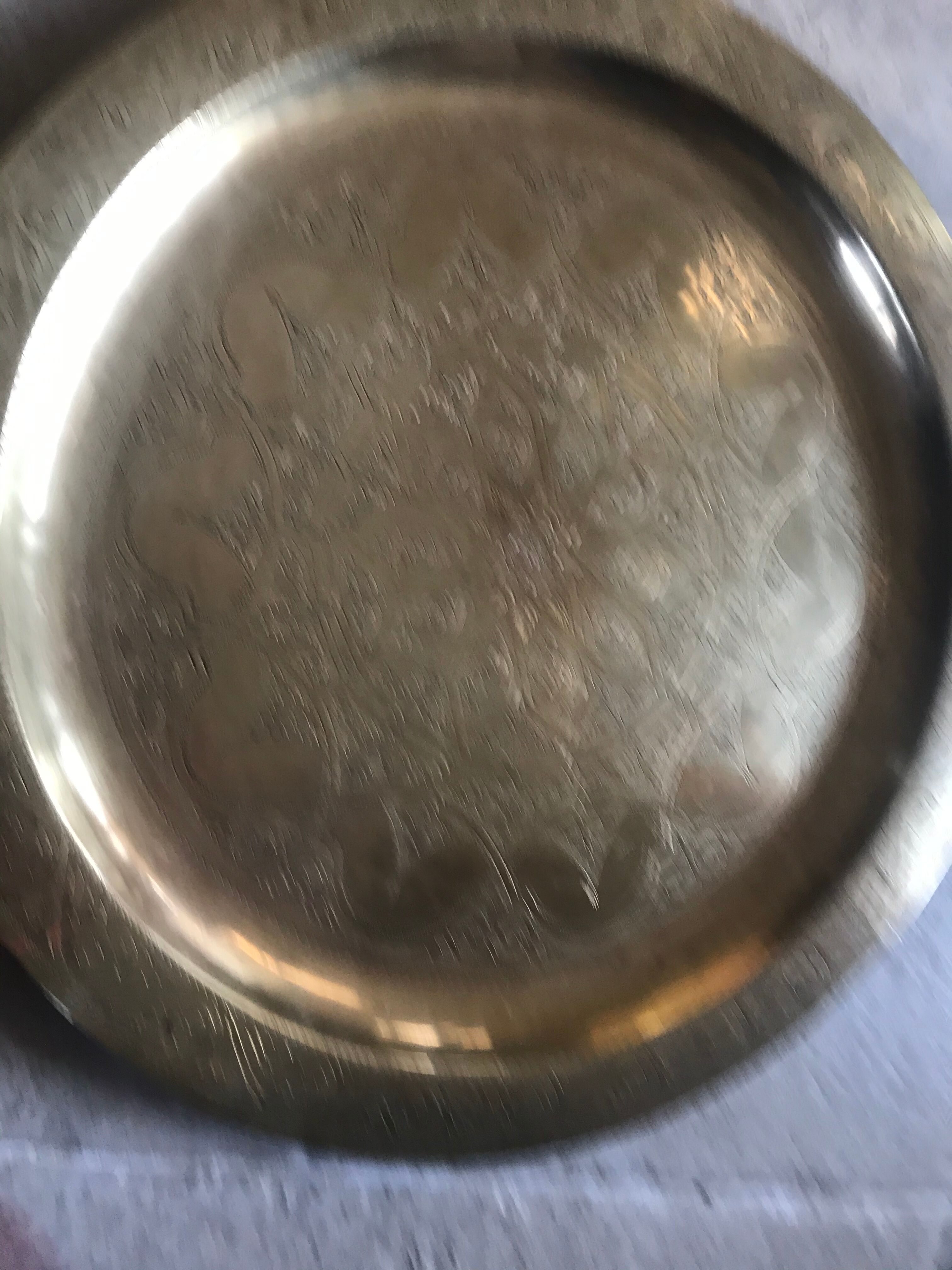 Engraved brass tray