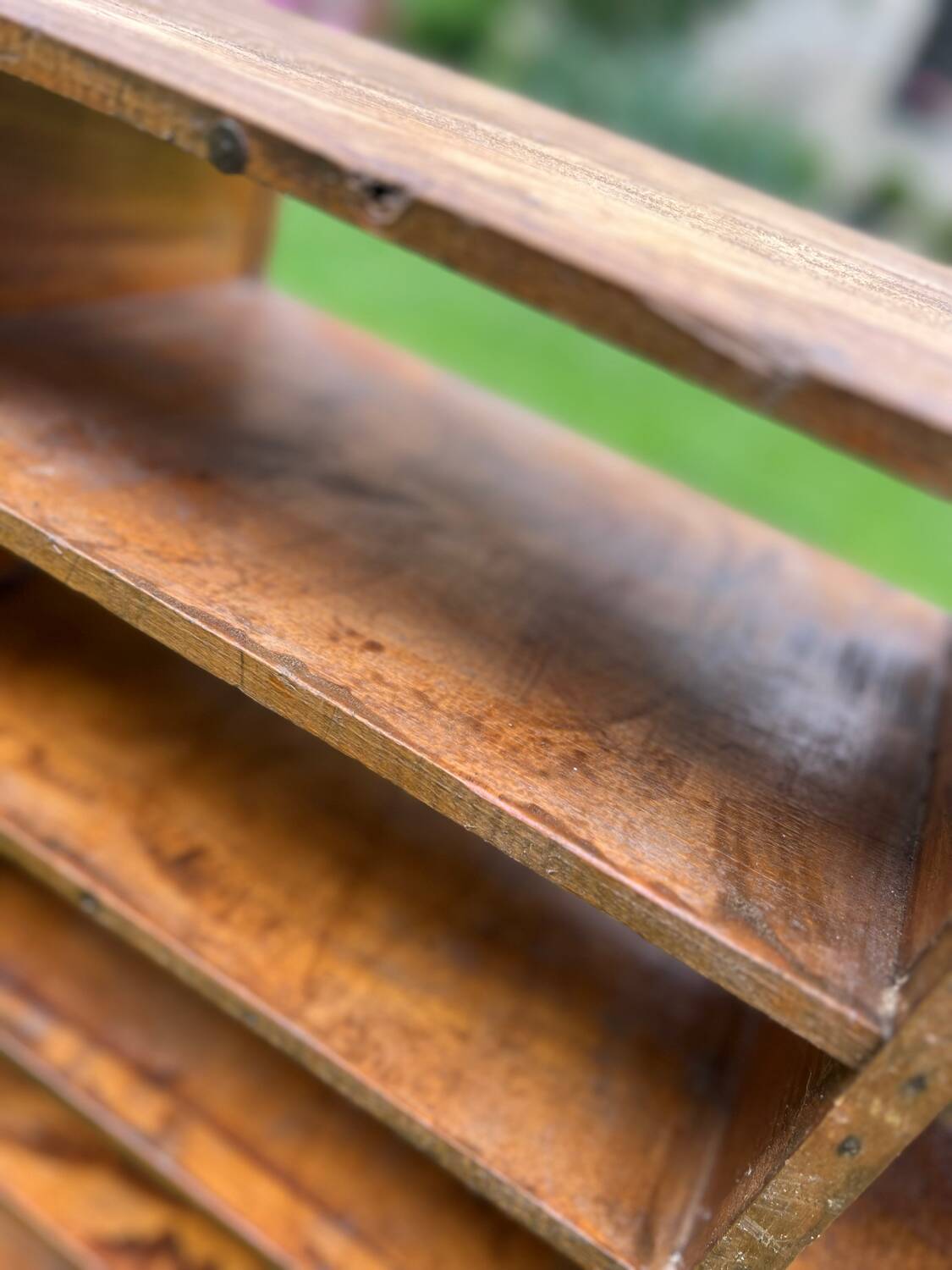 Antique wooden locker storage unit