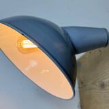 Industrial British Grey Enamel Factory Wall Lamp, 1960s