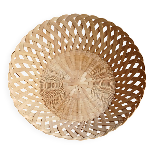 Corbeille en bambou naturel tressé & ajouré, fait main