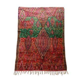 Tapis berbère marocain Boujaad rouge à motifs colorés 302x200cm