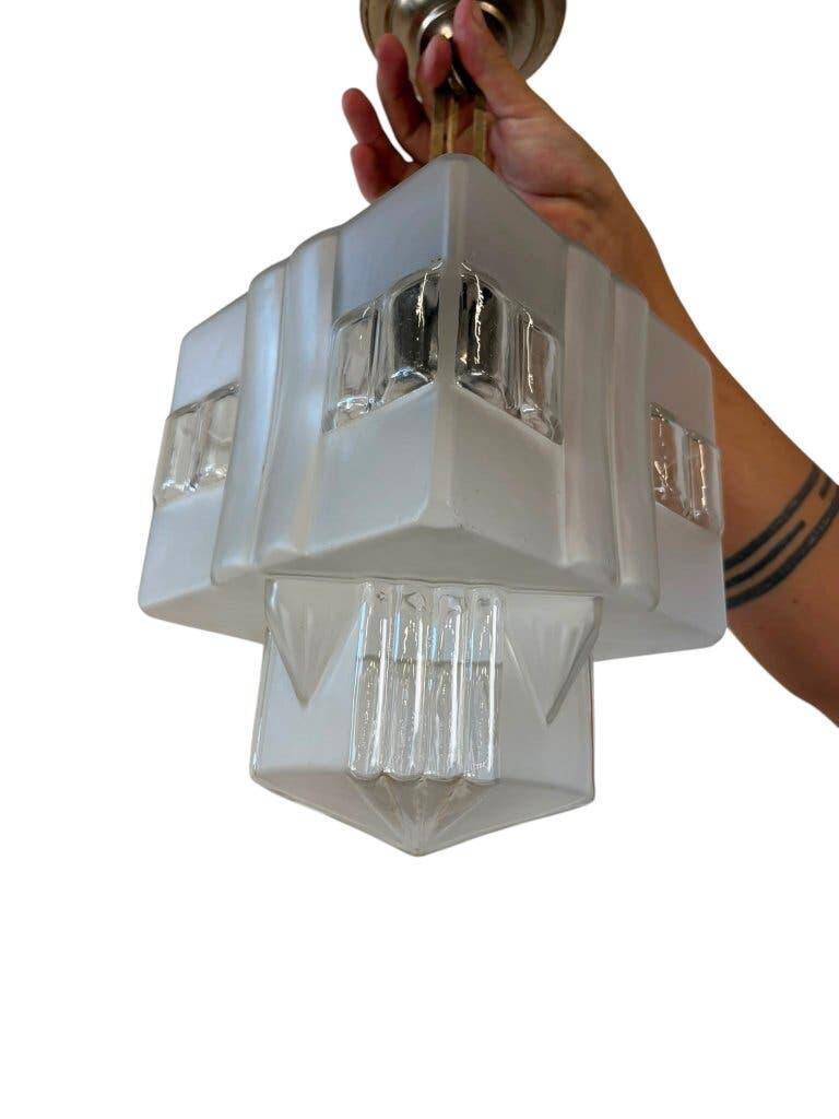 Vintage Art Deco glass pendant / skyscraper chandelier