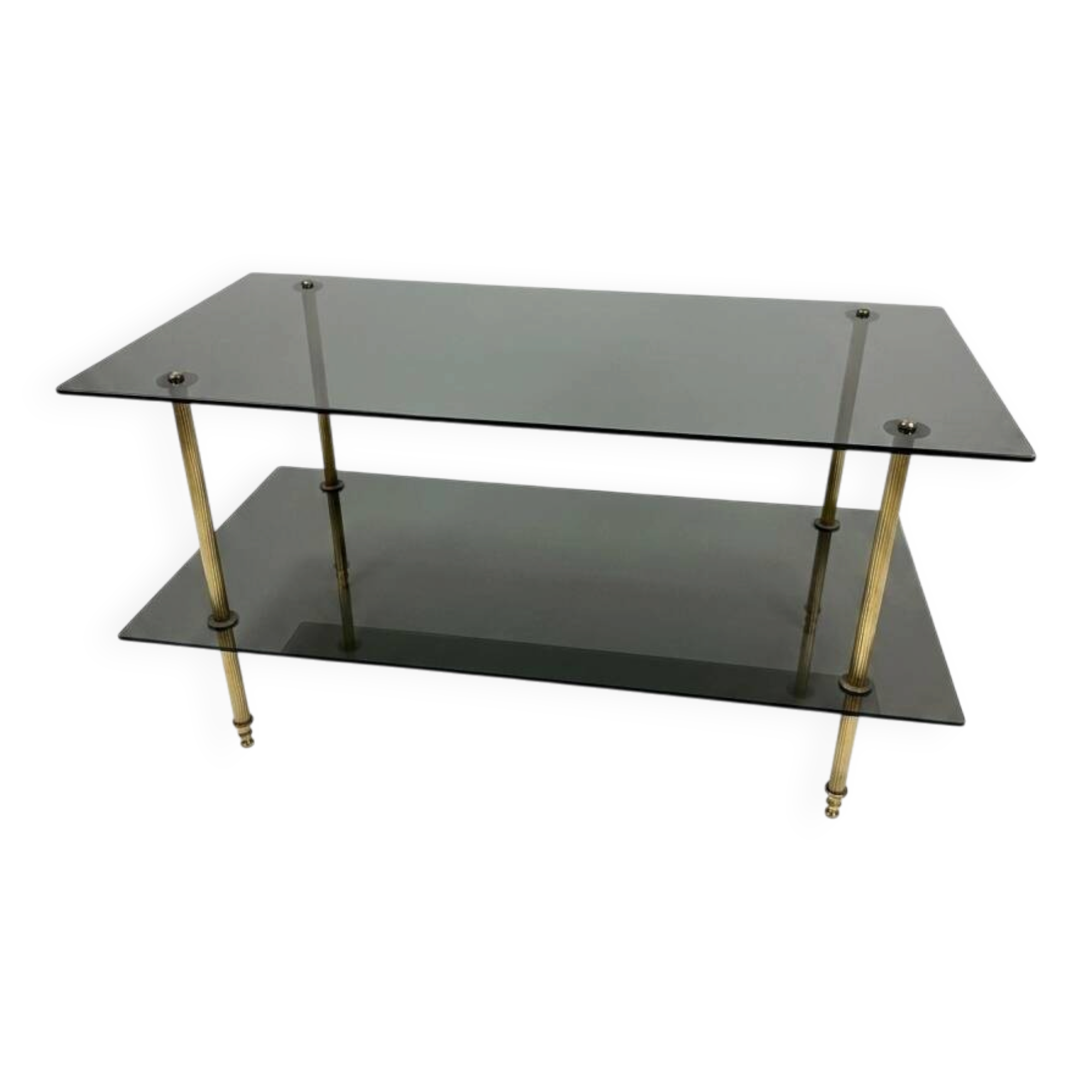 Smoked glass and brass coffee table from the 1970s.