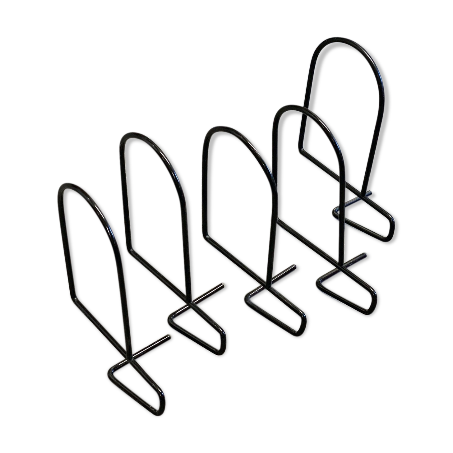Set of 5 Vintage black wire metal Bookends, Minimalistic design