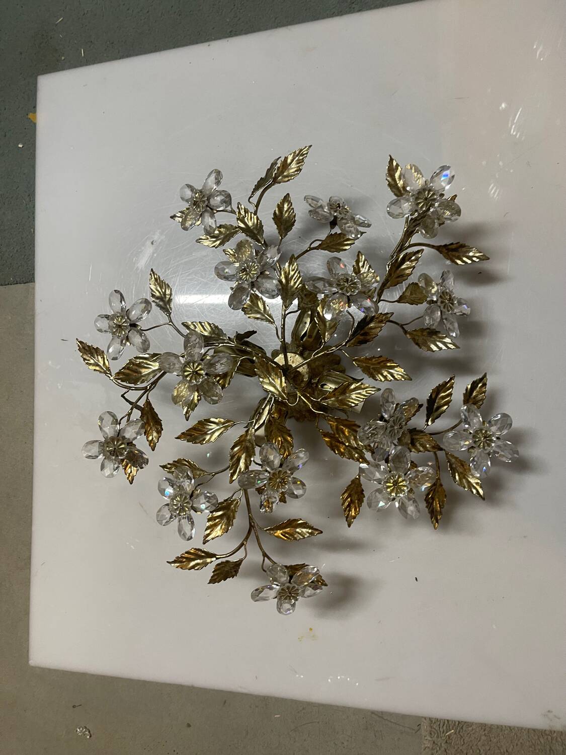 Plafonnier Crystal Flower en tôle